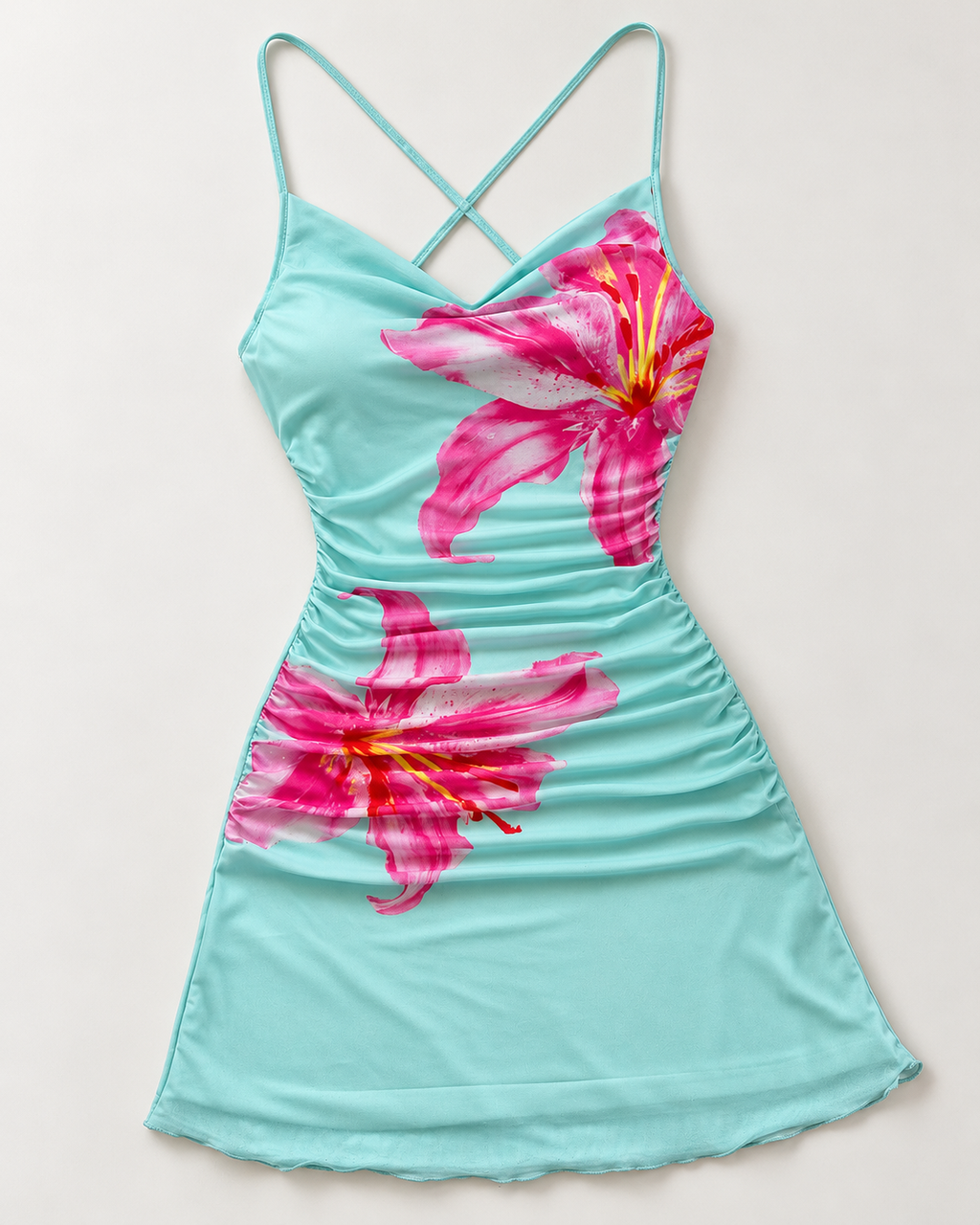 Vestido mini floral con espalda descubierta