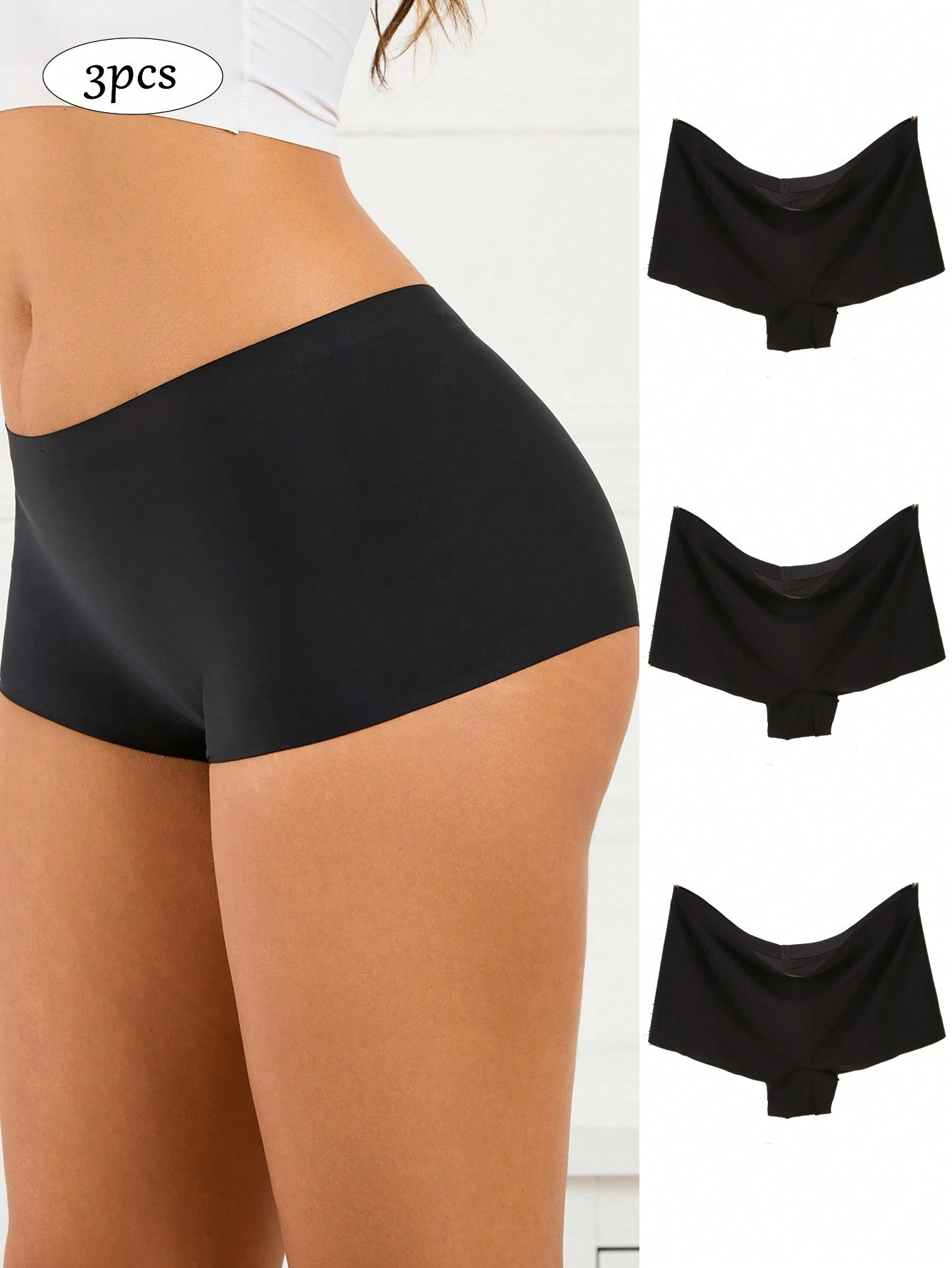 Paquete de 3 Boyshorts elegantes y cómodos, sin costuras y con tiro