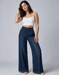 Pantalón ancho con elástico · Azul
